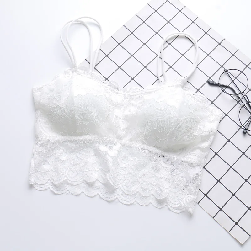 White Для женщин сексуальное женское белье корсет кружево Цветочные Bralette бюстгальтер ультратонкие майки-ками кружевное бел - Цвет: White