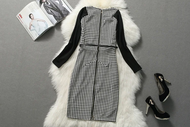 Summer and Autumn Chiffon Casual Dress High Waist Plaid Sexy Club new arrivals 2015 women dresses plus size cloth | Женская одежда