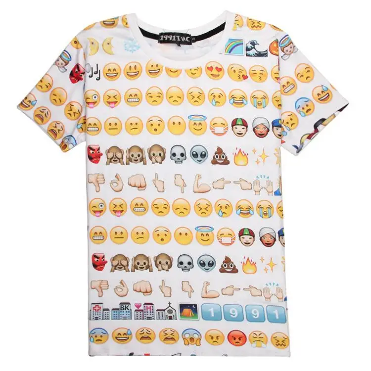 Смайлики Футболка Для женщин мужчин рубашки 3D футболка со смайликом 100 Emoji