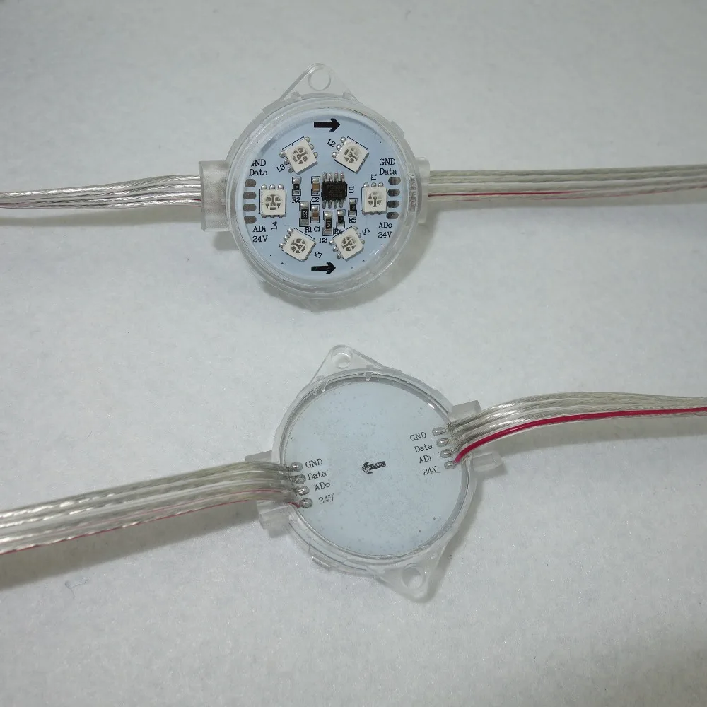 WS2821A DMX512 20 шт. DC24V модуль пикселей с прозрачной крышкой 6 5050 led внутри 1 44 вт Диаметр