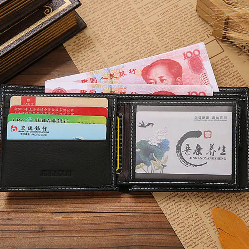 Мужской кожаный кошелек небольшого размера тонкий ID кредитный держатель для