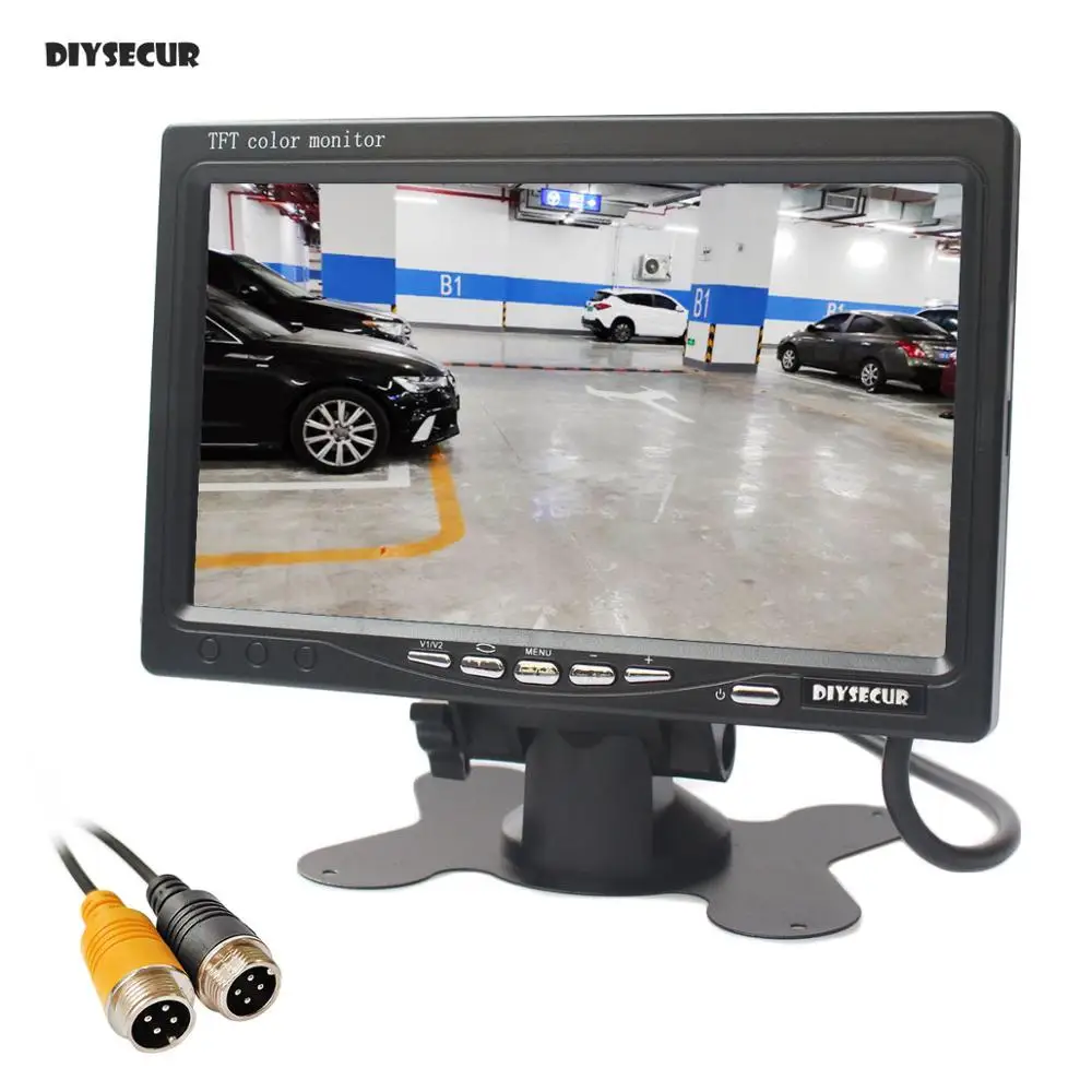 Автомобильный ЖК монитор DIYSECUR AHD 800x480 7 дюймов поддержка камеры 1080P 2x4 контакта