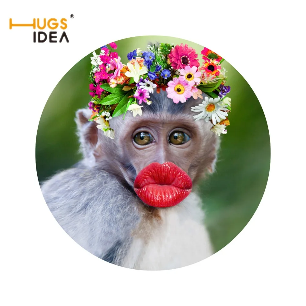 Забавные коврики HUGSIDEA с принтом обезьяны для спальни гостиной тонкие круглые и