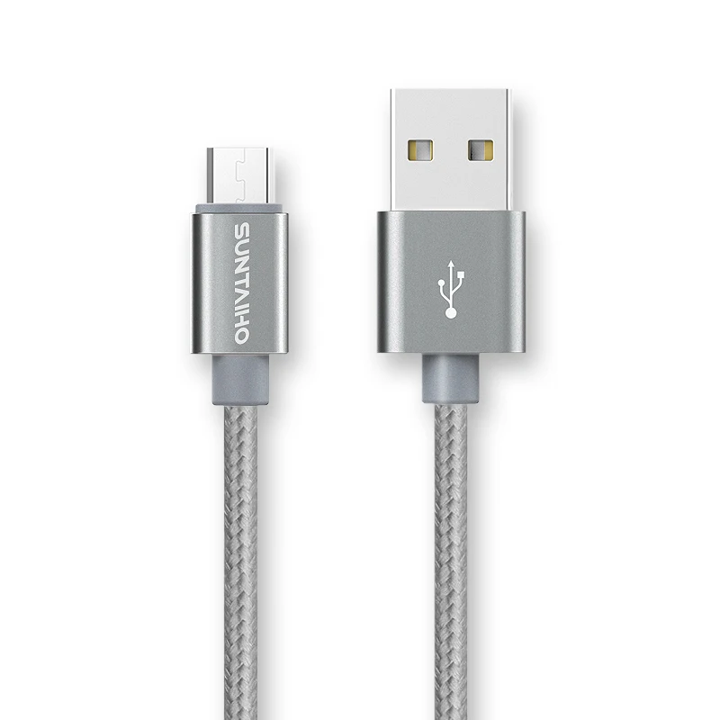 Suntaiho Быстрая Зарядка Micro USB кабель для samsung s7 Нейлон Micro USB кабель для передачи данных для мобильного телефона Android для Xiaomi htc huawei - Цвет: Gray