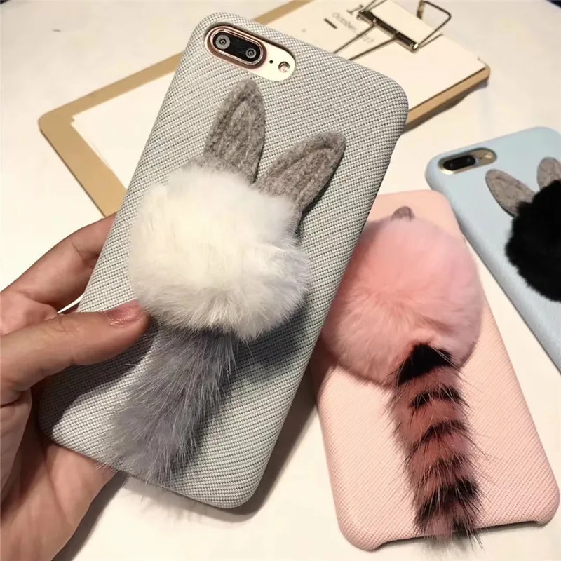YESPURE Wholesale Fancy Pink Cat Tail Mobile Phone Covers Accessories for Apple Iphone 6plus 7 Plus 8 Fur Ball Fundas Capa | Мобильные
