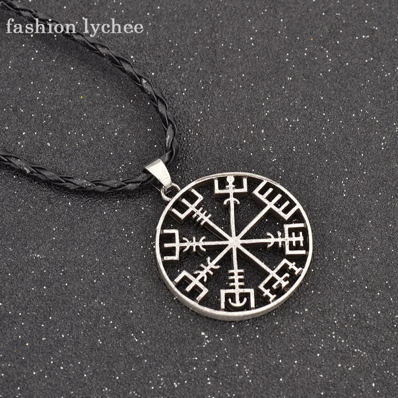 Мода Личи руны ажурное ожерелье подвеска с компасом символом Северной