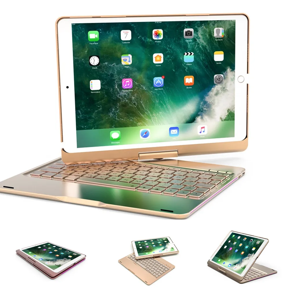 Алюминиевый защитный чехол с Bluetooth клавиатурой и подставкой 360 градусов для iPad Air