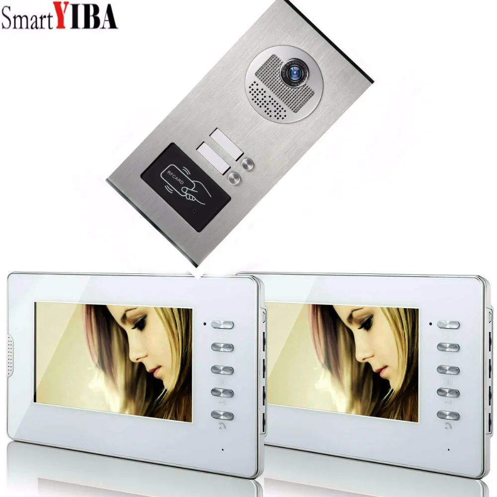 

SmartYIBA Apartment Intercom Entry System 2 Monitor 7" HD Color Video Door Phone Video Doorbell intercom System 2 Houses