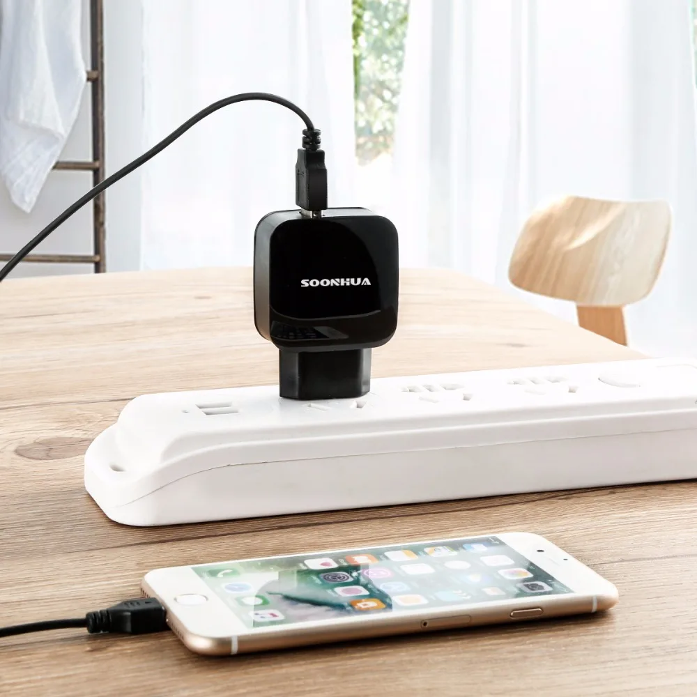 SOONHUA QC3.0 Универсальное зарядное устройство USB для путешествий настенное адаптер