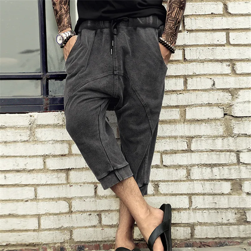 Джоггеры мужские брюки в стиле ретро эффект потертости повседневные штаны до