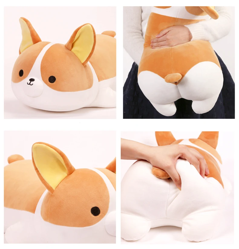

Millffy New Arrival 35cm/55cm Plush Soft Toy Peluche Corgi Dog Stuffed Puppy Pillow Cushion Plushie Doll for Baby Kids Gifts