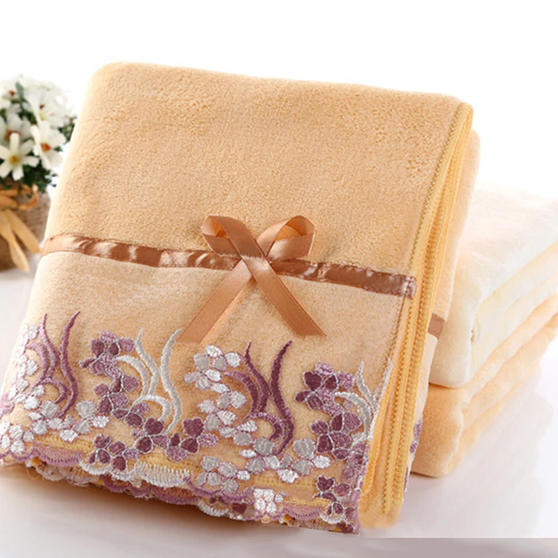 2019 Towel Functional Soft Cotton Absorbent Bath Classic Lace Embroidery Design Washcloth | Дом и сад