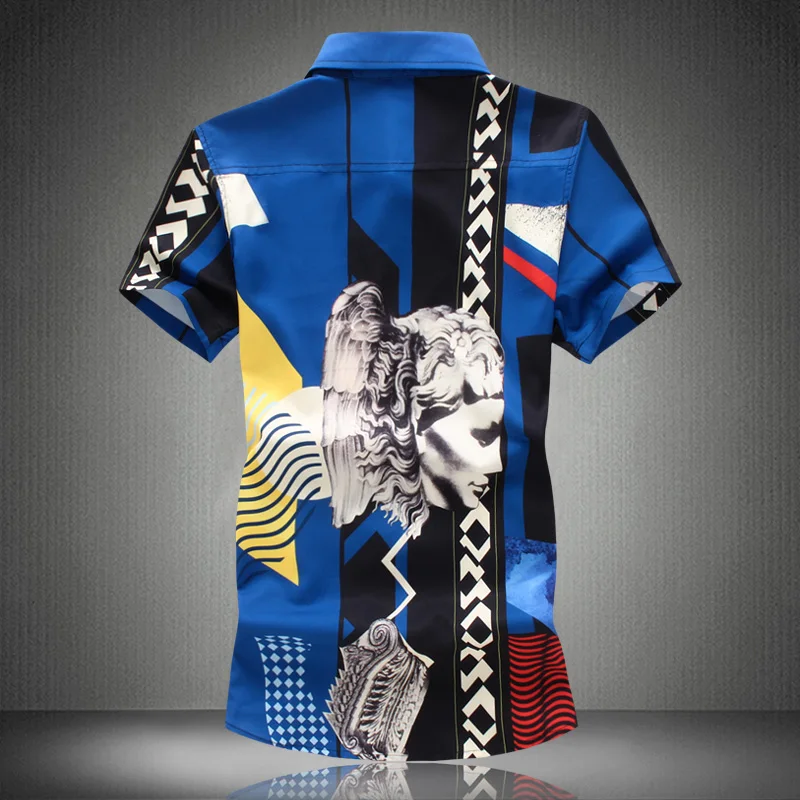 

European style creative character 3d print fashion short sleeve shirt Summer 2019 high-quality cotton soft comfortable men shirt