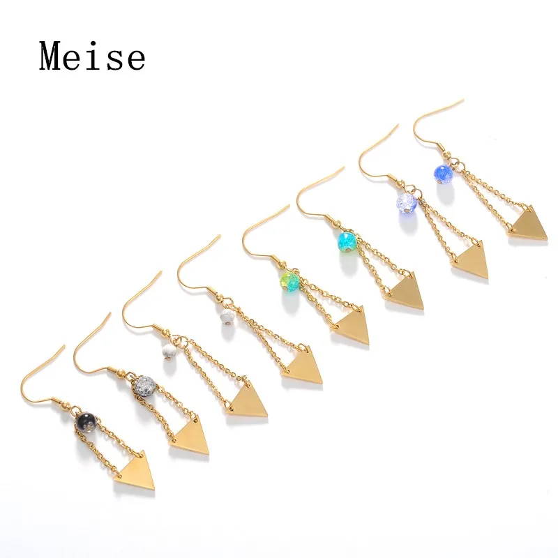 Triangle bead colorful Earrings | Украшения и аксессуары