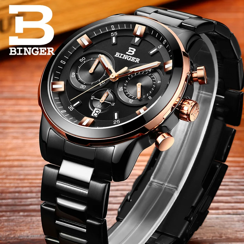 

Classic Sports Designer Men Multi Function Calendar Watches Quartz 316L Real Steel Wrist watch Chronograph Analog Hommes Montre