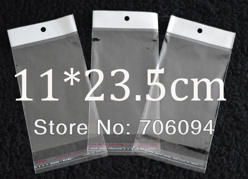 

FreeShipping 11*23.5cm,1000pcs/lot Clear Self Adhesive Seal Poly Opp Plastic Bag With Header ,Hole Jewelry Earring Packing bag