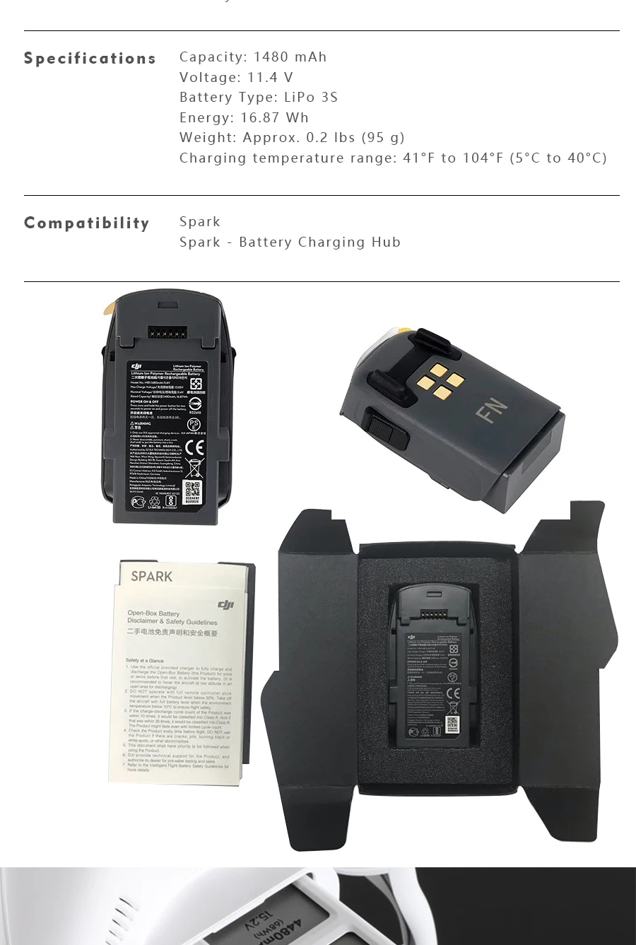 Батарея Mavic для DJI(Отремонтированная DJI)/Spark/Phantom 4 Series/Phantom 3 Drone Intelligent Flight Batteries(Отремонтированная DJI