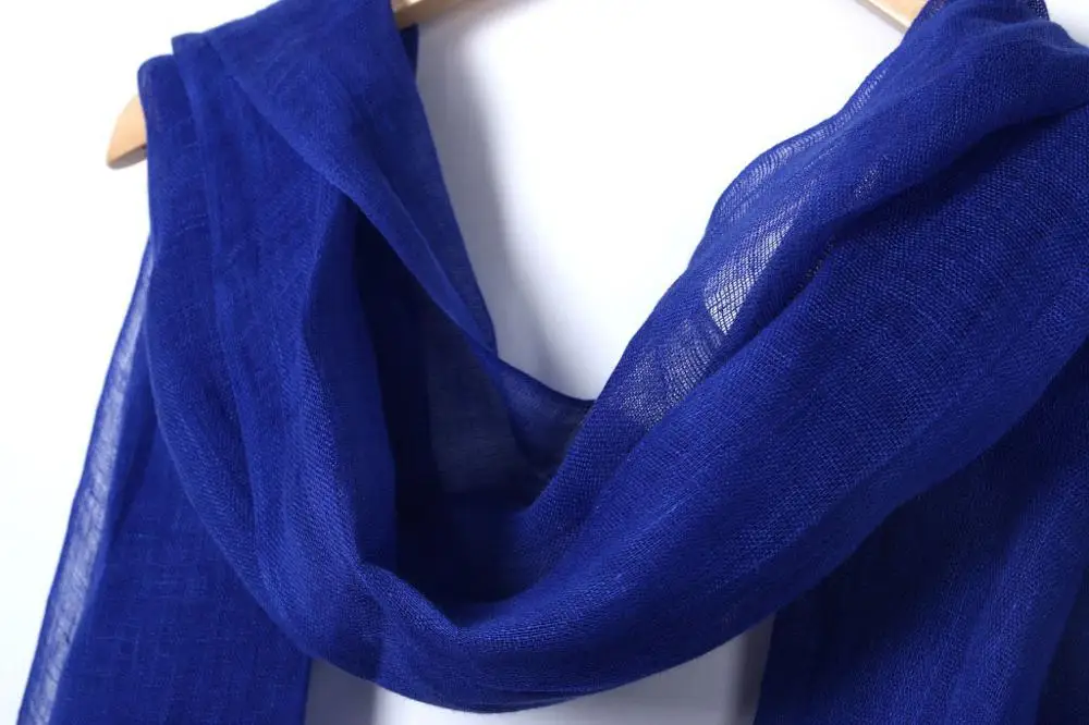 Royal blue Модный мягкий Однотонный женский шарф из льна и льна с кисточками, летняя Солнцезащитная длинная шаль для путешествий, элегантный хиджаб, женский платок M290 - Цвет: Royal blue