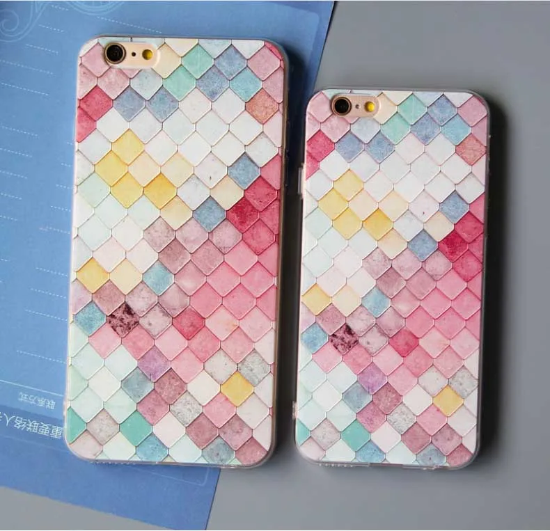Phone Case For iPhone 5 5s SE 6 6S Plus 7 7Plus Marble leaf Mermaid clear soft transparence Cover 8 8Plus X 10 | Мобильные телефоны