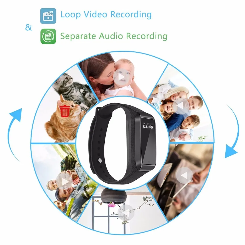 Bluetooth фитнес-трекер + HD камера браслет функция Спорт Цифровая микро мини