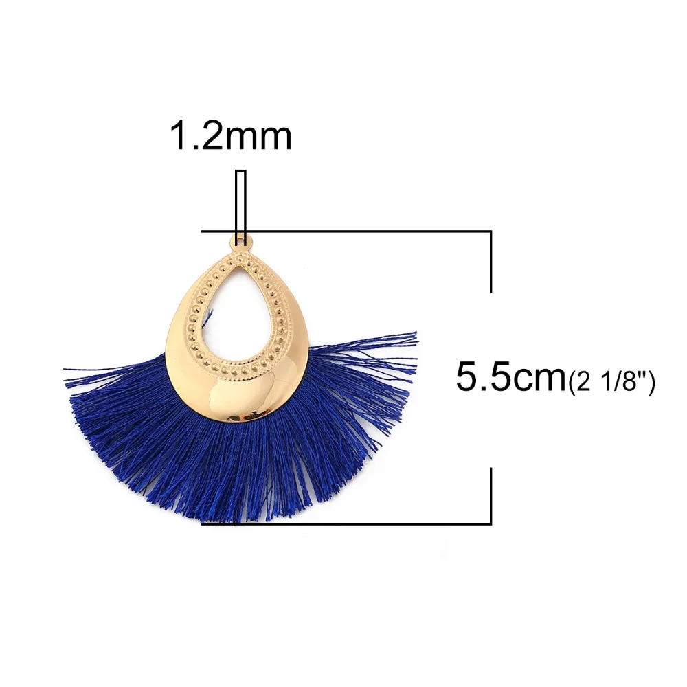 DoreenBeads полиэстер кисточкой Подвески падение золото Красочные с бахромой серьги