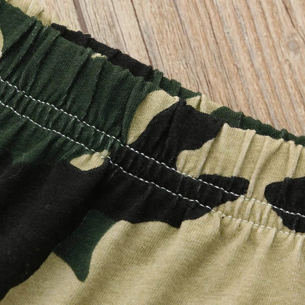 Hot Sale Clothing Children Summer Newborn Toddler Baby Letter Camouflage Print Tshirt Tops Pants Outfit Clothes Set dropshipping | Детская