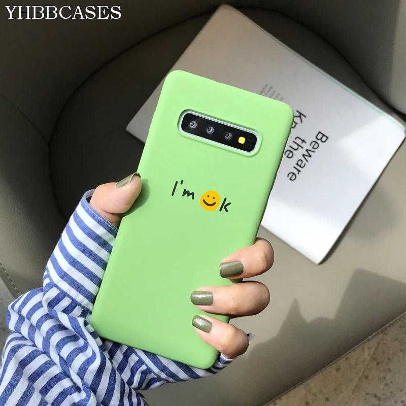 Чехол YHBBCASES Cartoon Soft TPU для Samsung S8 S9 S10 Plus с принтом милой смеющейся мордочки, подходит для Note 8 9.