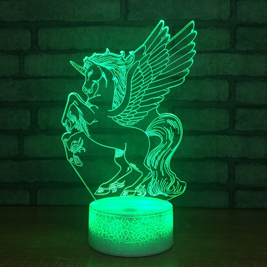 Новое поступление 2018 3D ночсветильник Pegasus светодиодный фонарь Luminaria в виде