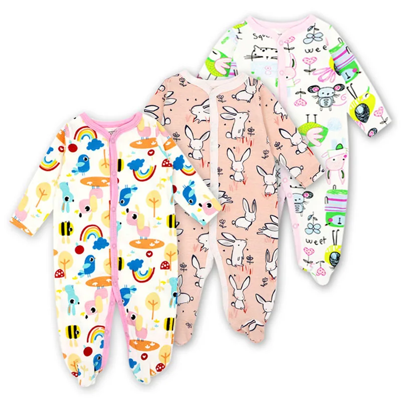 

Baby Footies Pajamas with Button Closure 100% Cotton Baby Girl/Boy Footie Sleepwear 3-12 Months 3 Pack