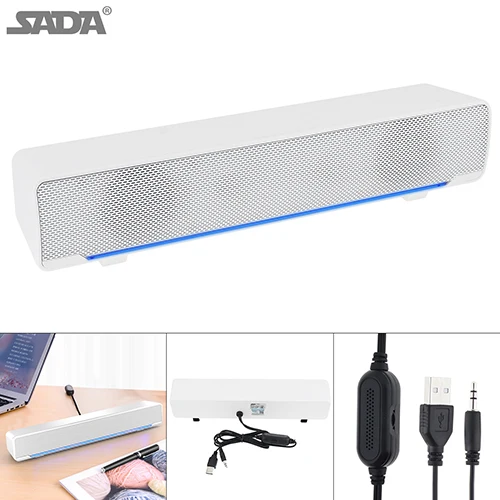 Белый SADA V-196 портативный Bluetooth динамик беспроводной настольный мультимедийный Саундбар с двумя динамиками DSP смешивающий звук для компьютера ТВ - Цвет: Белый