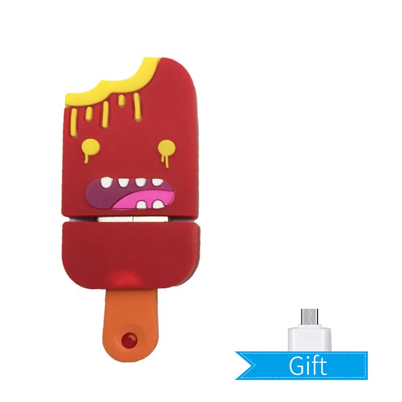 red Popsicle, персональная карта памяти, мультяшная флешка, USB флеш-накопитель, 128 ГБ, 64 ГБ, 32 ГБ, 16 ГБ, 8 ГБ, 4 Гб, флешка для мороженого - Цвет: red
