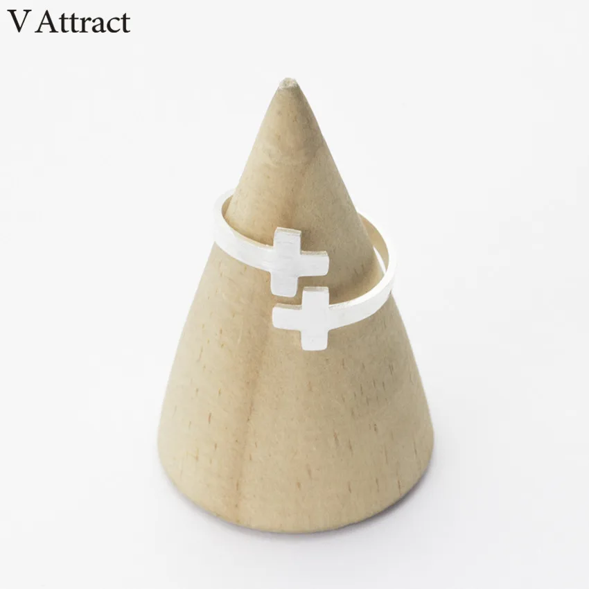 V Attract Handcrafted Baptism Jewellery Ring Gold Color Stainless Steel Adjustable Dpuble Cross Bague For Women|rings for women|cross ringring |