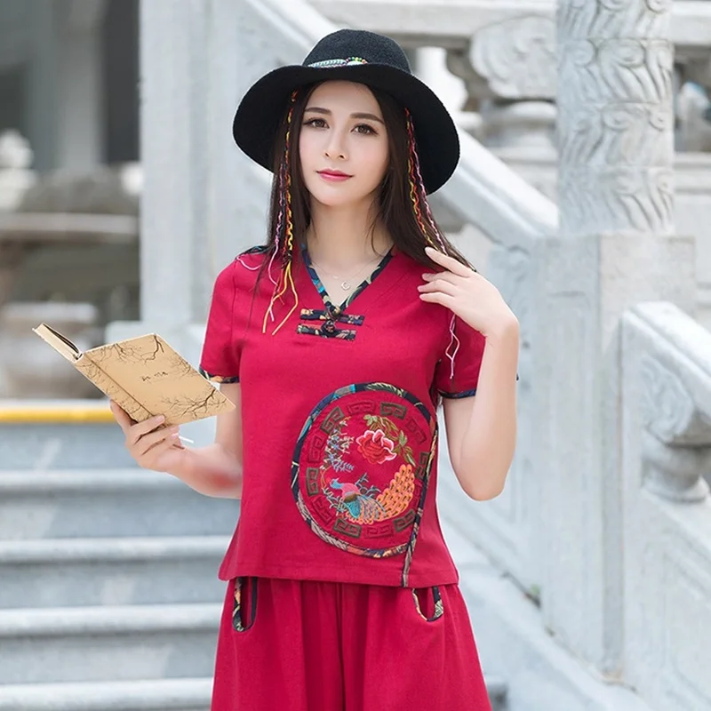Традиционная китайская одежда для женщин cheongsam Топ Мандарин воротник женские