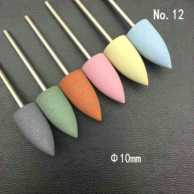 12 6 шт./компл. резиновая кремния Nail Фрезерное сверло Резак для маникюра бит Гибкая полировщик машина электрическая пилка для ногтей Инструменты - Цвет: 12