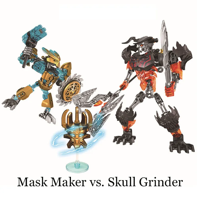 6018 BIONICLE Mask Maker VS Skull Grinder Биохимический Воин Строительный блок Набор роботов Модель Кирпичи совместим с 70795 детские игрушки - Цвет: 6018