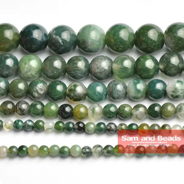 Бусины из агата бусины натурального Круглого Зеленого водного Моха нить 4 6 8 10 12