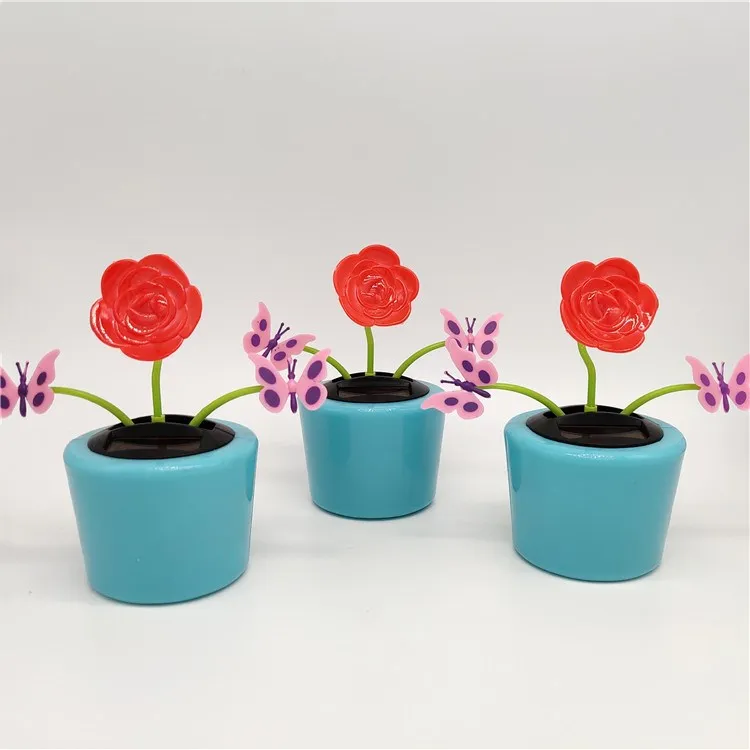 Red flower butterfly Украшение дома солнечные танцы игрушечный автомобиль орнамент детские игрушки цветок бабочка пчела творческий подарки для автомобилей 1 шт - Цвет: Red flower butterfly