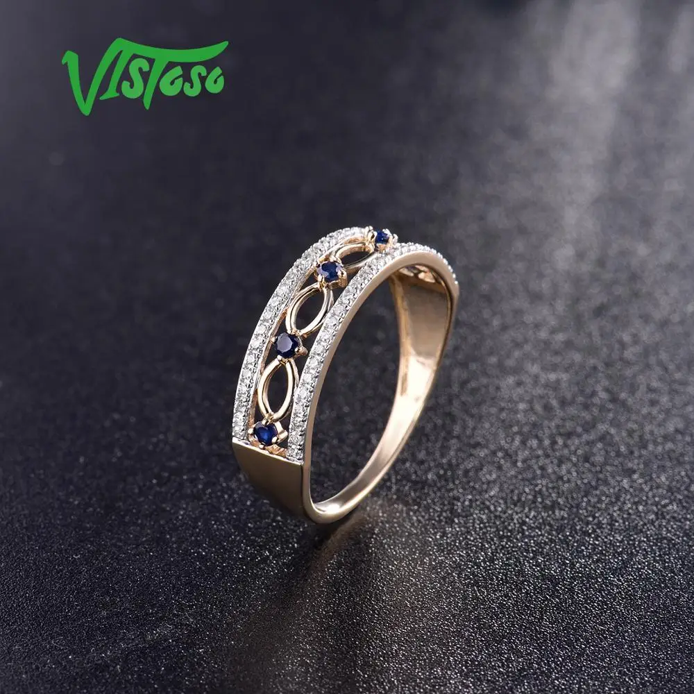VISTOSO 14 K кольца из желтого золота для женщин подлинные сверкающие бриллианты