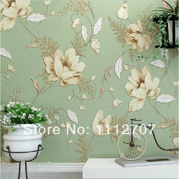 Top quality Pastoral style wallpapers bedroom and wedding room decorative papel de parede non woven embossed wall paper roll|wallpaper roll size|roll