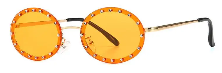 C3 gold yellow Винтажные Ретро Круглые бриллиантовые декоративные маленькие овальные солнцезащитные очки мужские роскошные брендовые солнцезащитные очки для женщин прозрачные красные очки UV400 - Цвет линз: C3 gold yellow