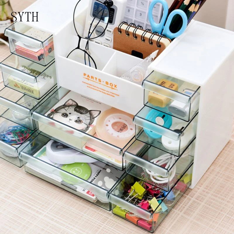 Глянцевый пластиковый органайзер для макияжа SYTH ящик хранения с ящиками