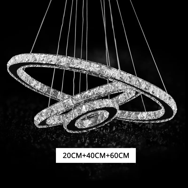 3Ring 20cm 40cm 60cm Блеск светодиодный Кристалл осветительная люстра в виде подсвечника Lamparas Colgantes подвесной светильник светодиодный подвесной светильник Подвесная лампа Lampe Lampadari - Цвет абажура: 3Ring 20cm 40cm 60cm