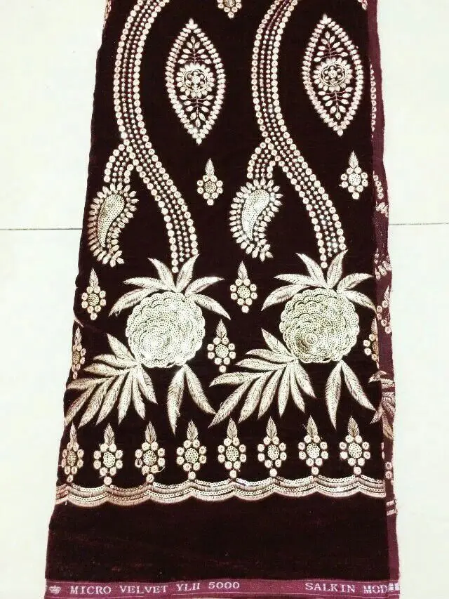 5 лет/pc модный ВИНО КРАСНОЕ ГЛАДКИЙ бархат кружевной ткани с мелкими блестками