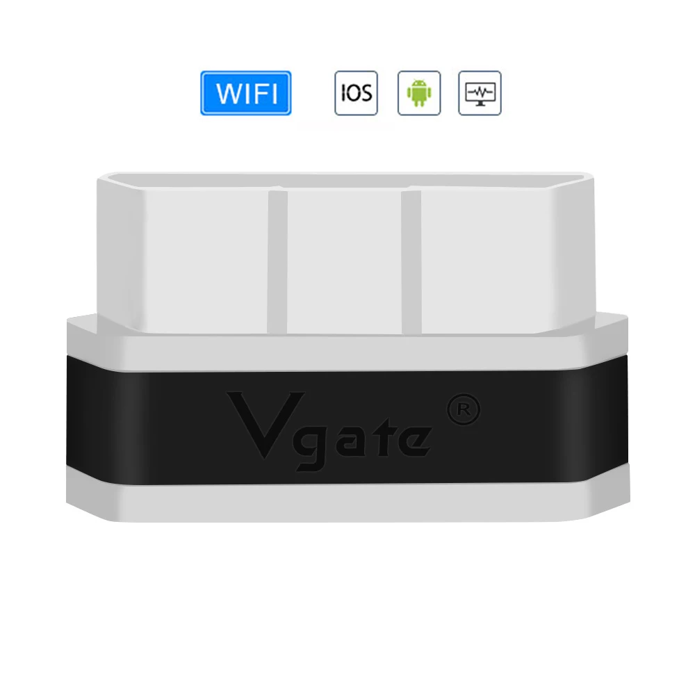 Wifi White Black Vgate iCar2 ELM 327 OBD OBD2 сканер wifi/Bluetooth Автомобильная диагностика odb2 elm327 2,1 Wi-Fi OBDII код ридер easy diag продвижение - Цвет: Wifi White Black