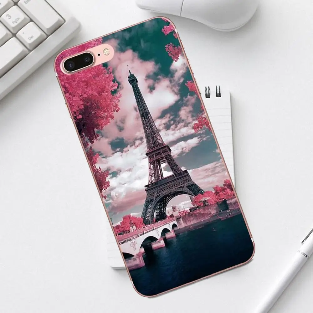 Мягкие ТПУ чехлы кожа Париж Франция Эйфелева башня для iPhone 4 4S 5 5C SE 6 6S 7 8 Plus X XS Max XR