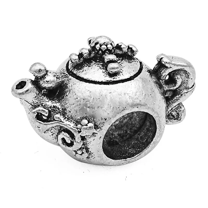 teapot Европейский Серебряный браслет в виде единорога Микки Минни Дональда Дака из бисера, очаровательный браслет Pandora, ювелирные изделия для женщин - Цвет: teapot
