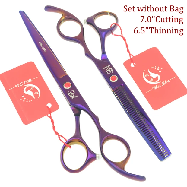 7,0 дюймов Большой Профессиональные Парикмахерские ножницы 6,5 дюймов филировочные ножницы Салон Парикмахерская JP440C голубые волосы Tesouras HA0364 - Цвет: HA0370 without case