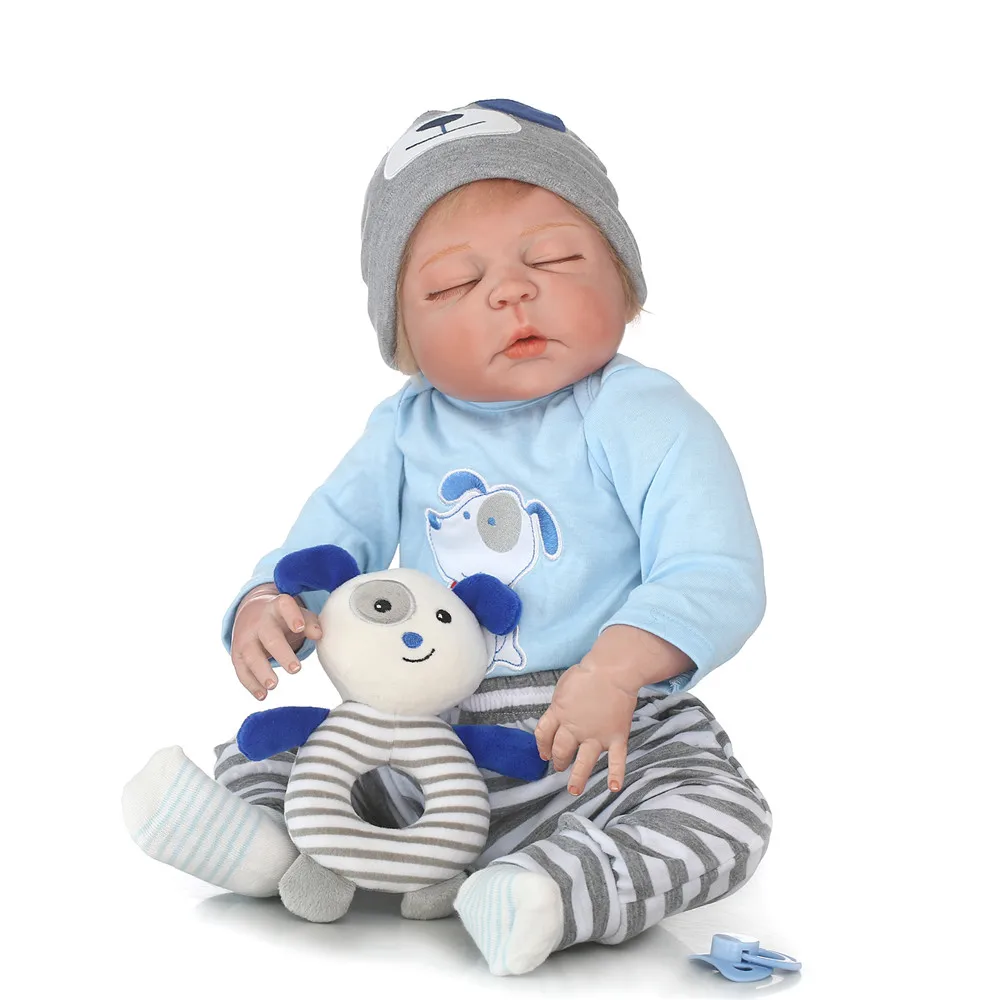 

57cm Silicone Vinyl Reborn Baby boy Doll lifelike Series Emulational Big Size blonde Baby Reborn Doll Toy for girls best gift