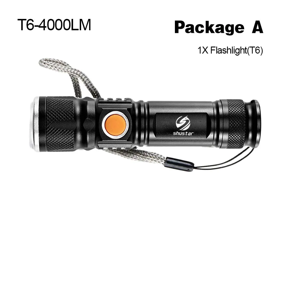 T6-Package A Встроенный велосипедный светильник с usb-зарядкой, светодиодный велосипедный светильник, водонепроницаемый, 3 режима, светильник для велосипеда, велосипедный светильник, предупреждающий задний светильник - Цвет: T6-Package A