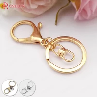 3120410pcs 30mm champagne gold color iron key ring key chains with rotate link connector and large lobster clasps findings